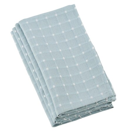 SARO LIFESTYLE 2136.A20S Stitched Line Design Cotton Blend Napkins, Aqua - Set of 4